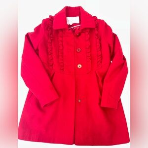 Jessica Simpson girls ruffle 3 button knee‎ length lined jacket sz Large (14)
